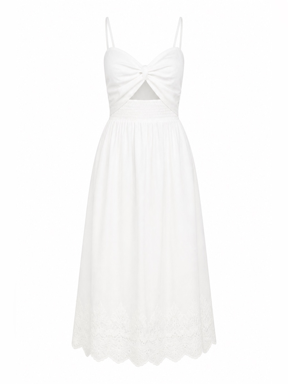 LoveShackFancy‎ White Midi Dress with Bow Front. Sz S (US2-4)